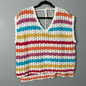 Knit Colorful Knit Top open back loose fit